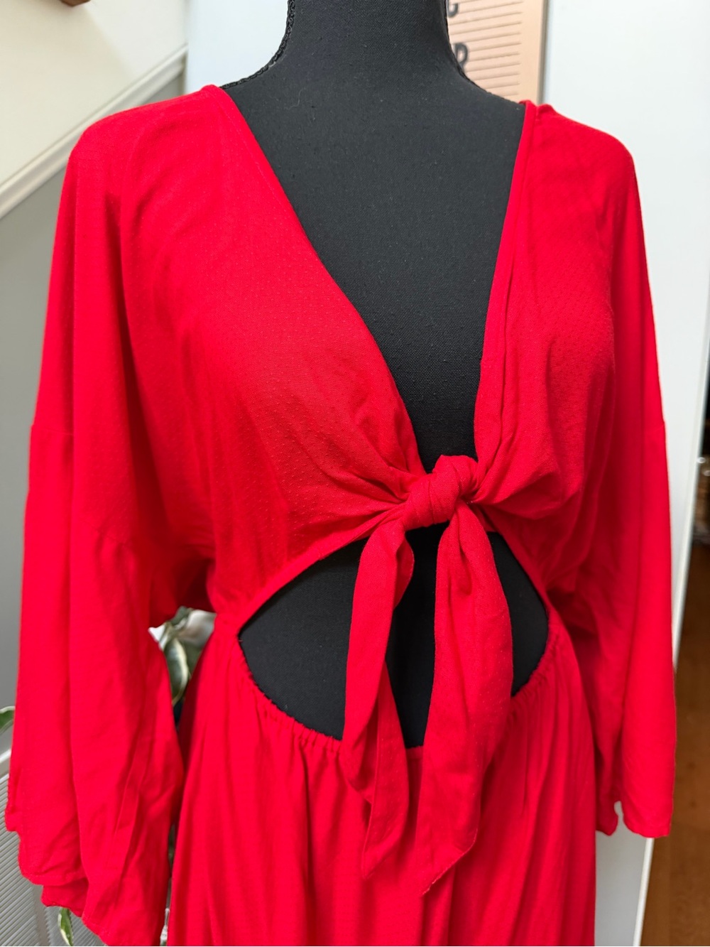 NWT Red Cutout Tie-Front Maxi Dress Cover-up - Picture 5 of 7